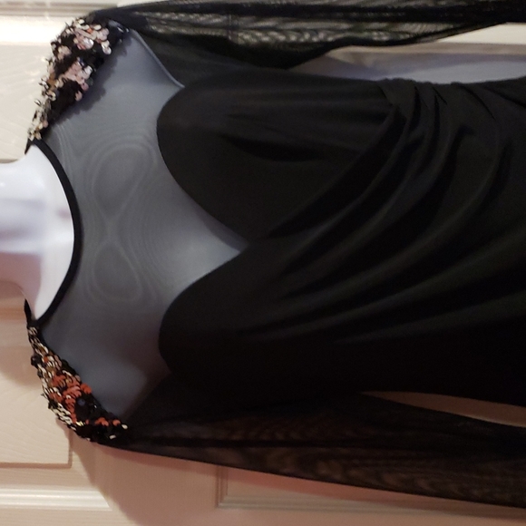 Betsy & Adam Black Embellished shear Dress - Picture 2 of 9